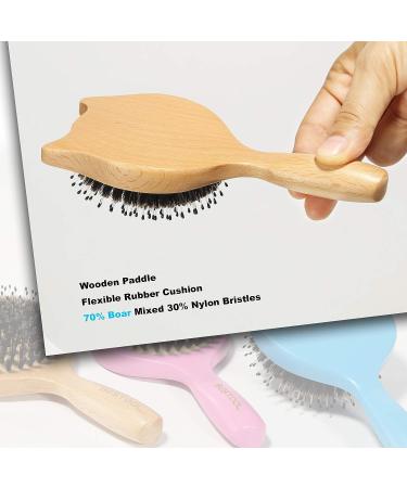 Bestool Small Travel Hair Brush for Women, Men, and Kids - Wooden Boar Bristle Brush for Detangling, Defrizzing, and Oil Distribution - Buy Online on GoSupps.com