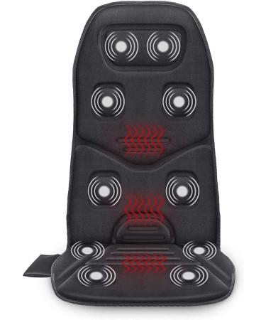 Comfier Massage Seat Cushion with Heat - 10 Vibration Motors Seat Warmer, Back Massager for Chair, Massage Chair Pad for Back Ideal Gifts for Women,Men Black