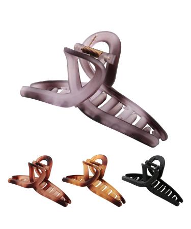 KUDUOER Women's Large Hair Clip 4 Curved High Elasticity Claw Clips Butterfly Hair Clips Non-slip Hair Clips for Girls with Thin and Thick Hair Multi-colored-No 001