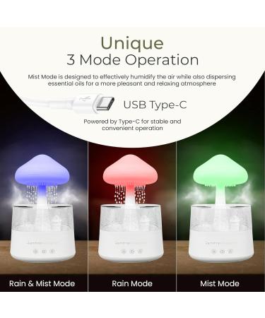 Mushroom Rain Humidifier | Essential Oil Diffuser with Calming Sounds | Bedroom Night Light & Aromatherapy | International Shipping Available - Buy Online on GoSupps.com