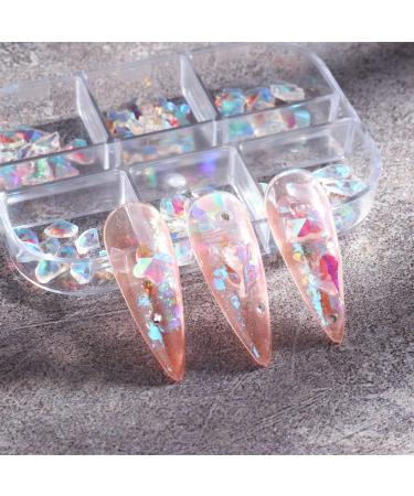 6 Grids Manicure Jewelry Accessories Winter Diamond 3D Nails Rhinestones Aurora Crystal Snowflakes Resin(B) - Buy Online on GoSupps.com