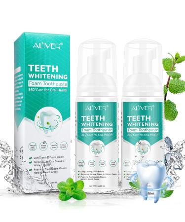 2Pcs Toothpaste Cleansing Foam 60ml Baking Soda Toothpaste Intensive Stain Removal Toothpaste Travel Friendly Easy to Use Oral Care-Toothpaste Replacement Ultra-fine Mousse Foam 2.11 Fl Oz (Pack of 2)