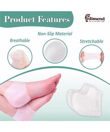 Pedimend 2 Pairs Gel Heel Cups Heel Protectors Silicone Heel Socks Heel Sleeves Heel Pain and Cracked Heels Relief for Men and Women - Buy Online on GoSupps.com