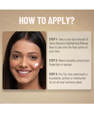 Swis-Beauty Real Makeup Base Highlighting Primer - Skin-Hydrating Poreless Primer Natural Glow Finish for Face Makeup Shade: Natural Tint (Beige) - International Shipping Available - Buy Online on GoSupps.com
