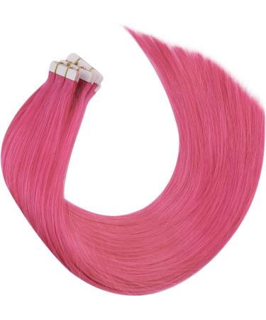 Moresoo 20 Inch Hot Pink Tape in Human Hair Extensions | Real Remy Hair | 10 Pieces/25g - Buy Online on GoSupps.com