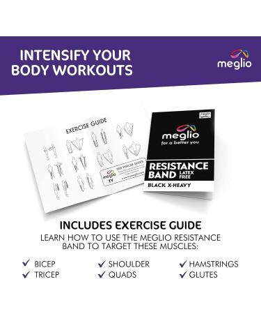Latex-Free Meglio Resistance Bands - 2m Black (X-Heavy) for Physio, Strength Training, Yoga & Pilates - Buy Online on GoSupps.com