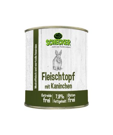 Schecker 6 x 820 g Meat pot with rabbit – grain-free – gluten-free – Made in Germany