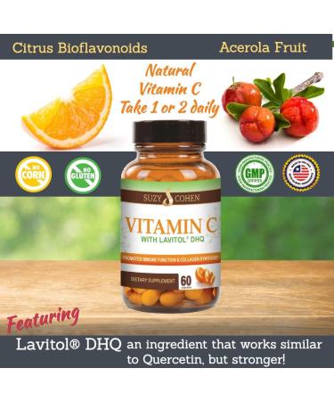 100% Natural Vitamin C from Acerola Cherry with Lavitol DHQ Dihydroquercetin Plus 250 mg Citrus Bioflavonoids - Whole-Food Vitamin C No Synthetic Ascorbic Acid and No Additives - 250 mg 60 Capsules - Buy Online on GoSupps.com