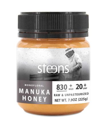Steens - Raw Manuka Honey UMF 20+ with MGO 829+, Cold Pressed New Zealand Natural Honey, Whole Comb Processed Raw Honey for Face, Skin, and Oral Consumption, Monofloral, 7.9 oz Jar UMF 20+ 7.9 Ounce (Pack of 1)