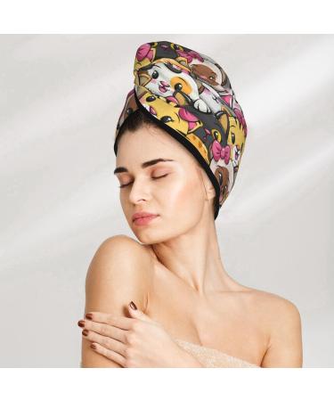 Quick-Dry Hair Towel Wrap | Cute Cat Cartoon Design | Hair Turban for Fast Drying | Perfect International Shipping - Buy Online on GoSupps.com