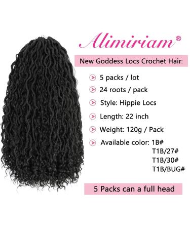 Boho Goddess Locs Crochet Hair 22 5 Packs - River Faux Curly Wavy Style - Synthetic Extensions - 1B Color - Buy Online on GoSupps.com