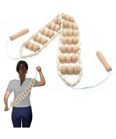 Eco beech wood massage roller with an extra -gun roller area back massage device for self -massage and muscle relaxation for the neck back legs and cellulite sustainable wood