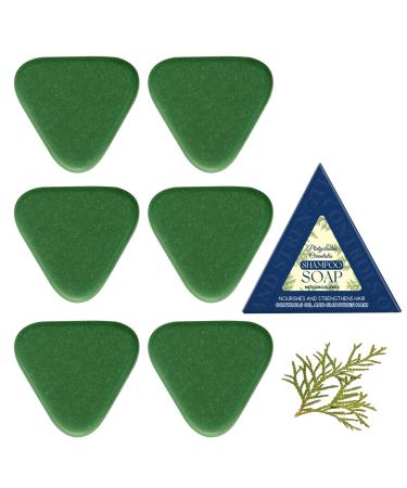 CongRong Nature Triangleted Shampoo Bar Platycladus Orientalis Shampoo Soap Gentle on Hair and Scalp for Women and Men Strengthens and Smooths Hair (6PCS)