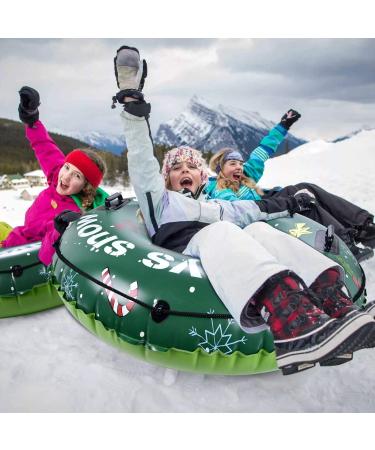 4.0 Inch Heavy Duty Inflatable Snow Tube Sled for Kids and Adults - Green - Buy Online on GoSupps.com