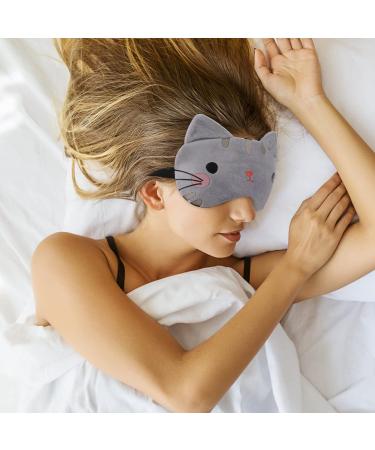 Lusofie 3Pcs Kids Cartoon Cat Sleep Mask Set with Adjustable Strap - Soft Blindfold Eye Covers for Sleeping, Travel - White Pink Grey - for Kids and Adults - Buy Online on GoSupps.com