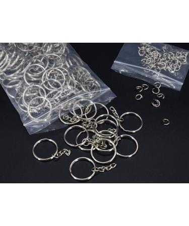 100 Pack 1 Inch Split Round Keychain Rings with Chain - Bulk Key Rings for Jewelry Making and Crafts - Buy Online on GoSupps.com