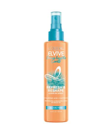 L'Oreal Paris Elvive Dream Lengths Curls Refresh and Reshape leave-in spray, Paraben-Free with Hyaluronic Acid and Castor Oil. Best for wavy hair to coily hair, 4.4 fl oz