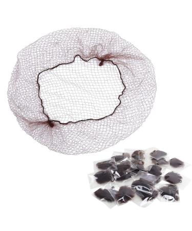 NATUCE 30 Pcs Hair Nets Hair Bun Holder Ballet Elastic Edge Hair Net Cap Holder for Ballet Dance Nurse and so on (Brown)