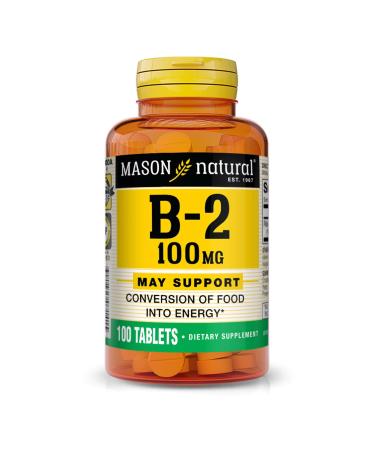 MASON NATURAL Vitamin B2 (Riboflavin) 100 mg Daily Dietary Supplement to Support Normal Energy Production & Overall Wellness 100 Tablets (Pack of 1)