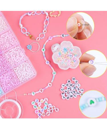 Gacuyi 3600 pcs Glass Seed Beads Jewelry Making Kit - 24 Color Macaron Craft Bead Set with Alphabet Beads & Elastic String for DIY Bracelet Necklace - 3mm Beads Supplies - Buy Online on GoSupps.com