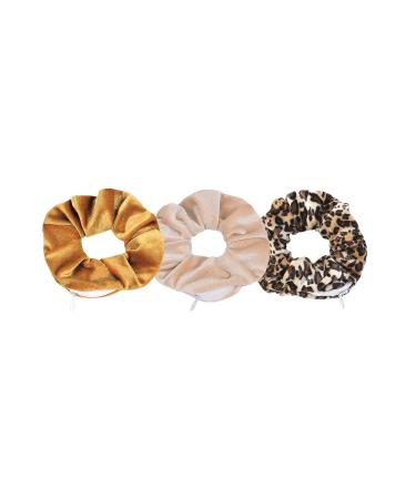 A.Tony Velvet Scrunchies Set with Zipper Hair Tie Gadget Girls & Women Ponytail Holder Jewelry (Safari)
