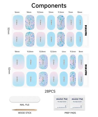 Buy Semi Cured Gel Nail Strips - 28 Pcs UV Gel Stickers Long Lasting Salon Quality Summer Blue | International Shipping - Buy Online on GoSupps.com