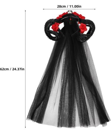 Beaupretty Black Devil Horns Headband Halloween Flower Headband Gothic Sheep Horn Headband Ram Horns Headpiece for Party 62.00X28.00X11.00CM Black 2 - Buy Online on GoSupps.com