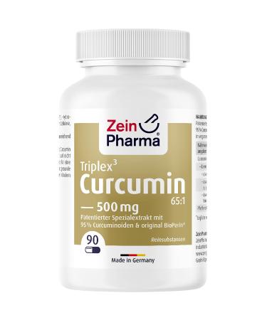 ZeinPharma curcumin triplex capsules 90 capsules 500mg - curcuma piperin capsules high dose with 95% extract dietary supplement vegan laboratory test 1 piece (1 Pack)