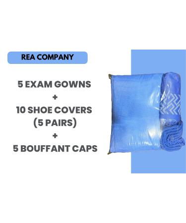REA COMPANY Patient Gowns Combo - 5 Isolation Gowns, 10 Shoe Covers, 5 Bouffant Caps - American Made Medical & Hospital PPE for Mammograms, Labs - Men & Women - Buy Online on GoSupps.com
