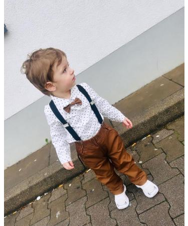 Volunboy Baby Boys Gentleman Suit 4PCS Outfit 2-3 Years | Formal Bow Tie Shirts + Suspenders Pants | Whitedots - Buy Online on GoSupps.com