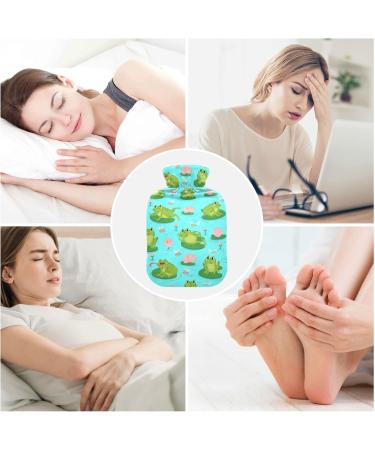Oarecol Cute Frog Hot Water Bottle - 2L Pink Flower Warmer for Pain Relief & Cramps | Cozy Green Animals Design - Buy Online on GoSupps.com
