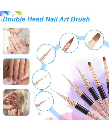 ciyeu 5Pcs Double Nail Art UV Gel Extension Brushes Painting Tools French Stripe Drawing Liner Pen Manicure Accessoires - Buy Online on GoSupps.com