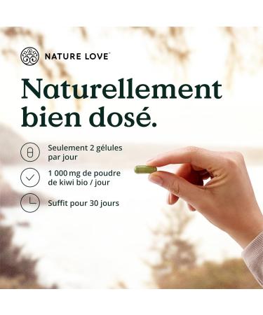 NATURE LOVE Organic Kiwi Powder - 60 capsules - 25000UA of actinidain per daily dose - ACTAZIN kiwi powder raw quality - organic vegan without unnecessary additives laboratory-controlled - Buy Online on GoSupps.com