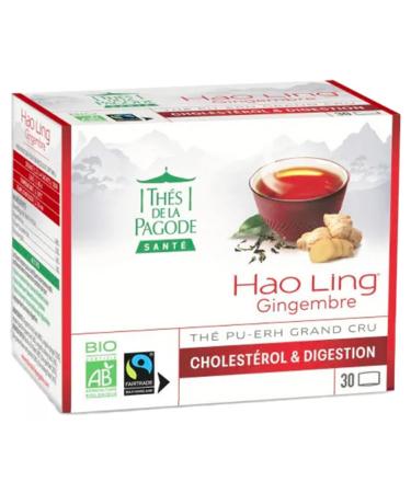 Th s de la Pagode Pagoda tea Hao Ling organic ginger tea ideal cholesterol transit and digestion organic farming Ecocert Fairtrade green tea + Puerh + Wulong 30 bags