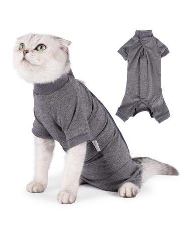 Heywean Katzenbody after op castration pet-medical surgical shirt surgical recovery suits for cats long-sleeved catwear anti-trim alternative neck crauses for cats xs gray