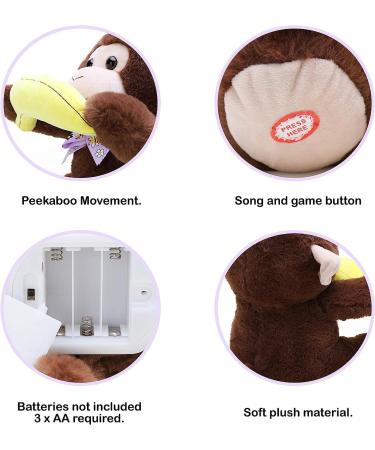 30cm Peekaboo Monkey Plush Toy - Animated Singing Toy with Movable Ears for Development - Buy Online on GoSupps.com