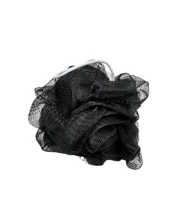 Shower Loofah Ball with Hanging Loop - 1 Piece (2 Assorted Colors: Black & White) - Soft and Durable Body Scrubber for Men and Women
