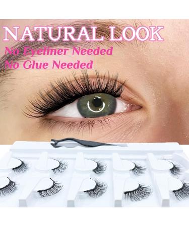 Reusable Self Adhesive Eyelashes - Natural Look No Glue 5 Pairs Fluffy False Lashes with Tweezers - International Shipping Available - Buy Online on GoSupps.com