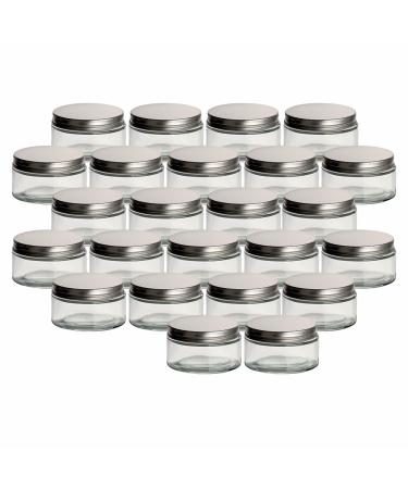 Gouveo 24 Set screw glass 200 ml with lid silver -colored - large cream jar made of glass with screw cap - empty glass box for refilling for cream cosmetics lotion silver -colored/200ml