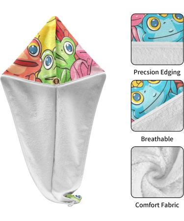 Rainbow Frogs Hair Towel 2 Pack | Super Absorbent Quick Dry Hair Turbans for Women & Girls - Buy Online on GoSupps.com