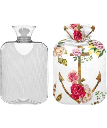 Naanle Watercolor Heat Bottle with Ethnic Flower Anchor | 1L Transparent Hot Water Bottle for Pain Relief & Therapy - Ideal for Bed Hands & Feet - Buy Online on GoSupps.com
