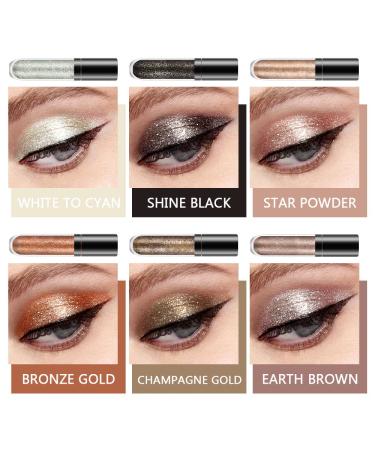 6Pcs Liquid Glitter Eyeshadow & Eyeliner Set - Silver & Gold Palette | Shimmer, Sparkle, and Metal Glitter Eyeshadow Sticks - Longwear Formula - Buy Online on GoSupps.com