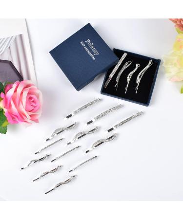 Folansy 16-Piece Clear Rhinestone Bobby Pin Set for Women - Crystal Hair Clips in 4 Styles, Silver - Buy Online on GoSupps.com