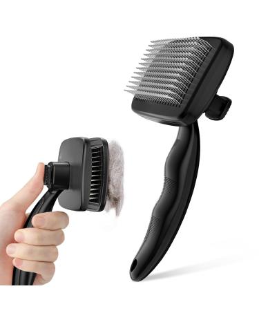 Pecute dog brush long-haired cat brush pet brush self-cleaning plucking brush dog comb fur brush dog gently underwool massage fur care brush for cats dog shorthair S-for short-haired cats just black - Buy Online on GoSupps.com