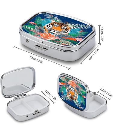 Buy Tropical Tiger Print Pill Box | 2 Compartment Decorative Metal Pill Organizer - Portable for Pocket & Purse | International Shipping Available - Buy Online on GoSupps.com