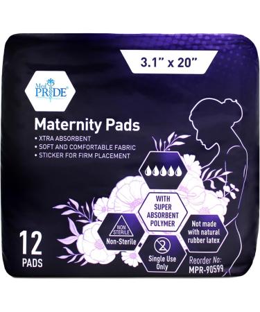 Med Pride Postpartum Maternity Pads - 12 Extra-Absorbent After-Birth Pads for Heavy Flow & Overnight Use - Buy Online on GoSupps.com