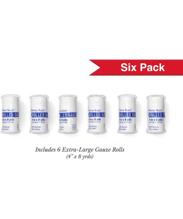 Swiss Safe Long Elastic Gauze Rolls 4 x 8 Yards (6 Pack) - Medical Grade Compression Bandages - Buy Online on GoSupps.com