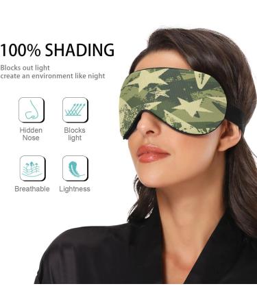 Sleep Mask Light Blocking Camouflage - Green Stars Eye Mask for Travel & Naps | Adjustable Soft Eye Cover for Men & Women - Buy Online on GoSupps.com
