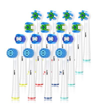Replacement Toothbrush Heads for Braun Oral b, Compatible with Oral-B 7000/Pro 1000/9600/ 5000/3000/8000/Genius and Smart Electric Toothbrush, 16 Pcs