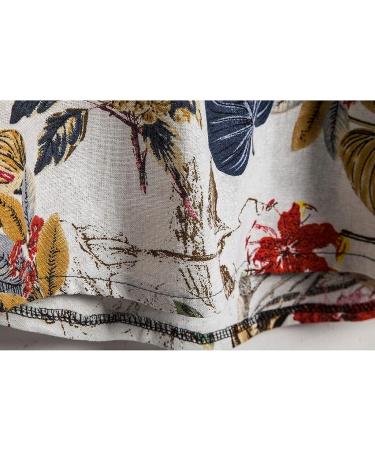 GDJGTA Hawaiian Shirt for Men - Cotton Linen Ethnic Print Short Sleeve Tee - Buy Online on GoSupps.com